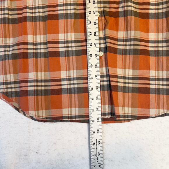J. Crew Factory Button Down Shirt Summer Plaid XL Orange Long Sleeve Liteweight - Picture 5 of 10